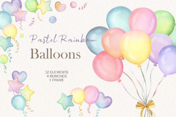 Download Watercolor Rainbow Balloons Clipart - Rainbow balloons Collection