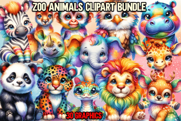Download Zoo Animals Clipart Bundle - Zoo animals Collection