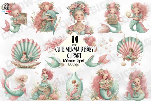 Download Cute Mermaid Baby Clipart PNG - Premium Resources