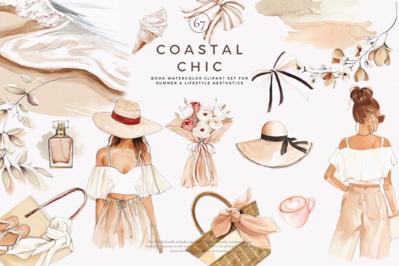 Download Boho Clipart Summer Fashion Coastal Set - Boho clipart Collection