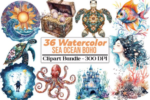 Download Sea Ocean Boho Clipart - Boho clipart Collection