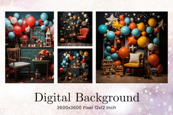 Download Balloon Party Studio Backdrop Overlays - Overlays Collection