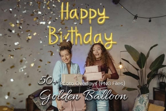 Download 53 Golden Balloon Photoshop Overlays - Overlays Collection