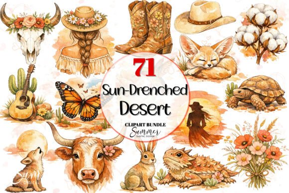 Download Sun-Drenched Desert Western Boho Clipart - Boho clipart Collection