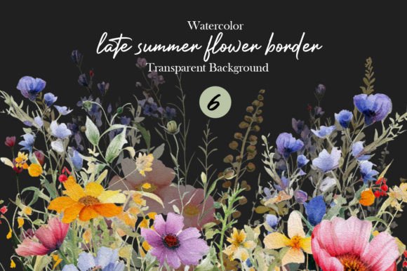 Download Watercolor Late Summer Flower Border PNG - Flower border png Collection