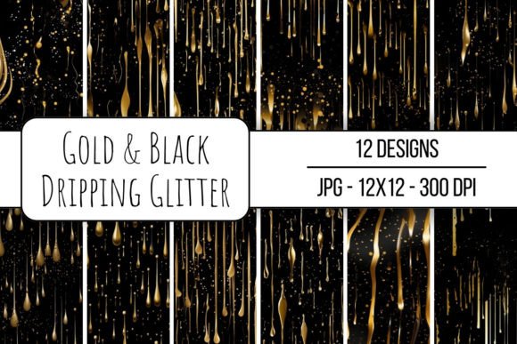 Download Gold and Black Dripping Glitter - Premium Resources