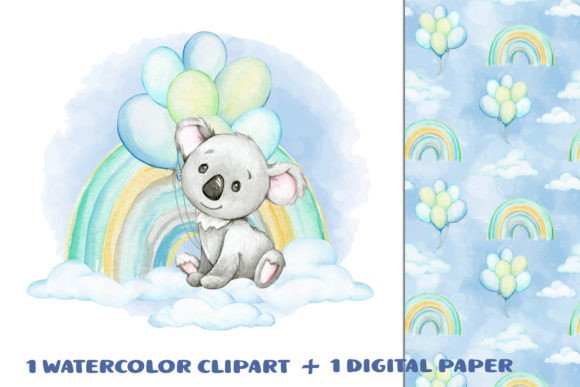 Download Koalla, Rainbow Balloons Clipart Digital - Rainbow balloons Collection