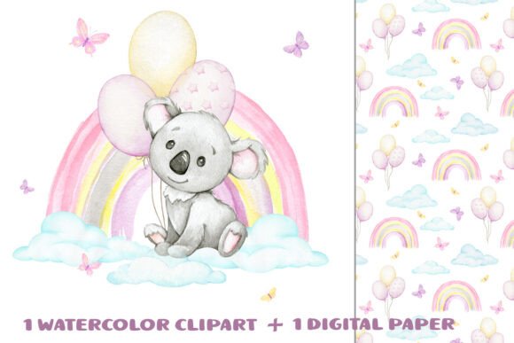 Download Koalla, Pink Rainbow Balloons Clipart - Rainbow balloons Collection