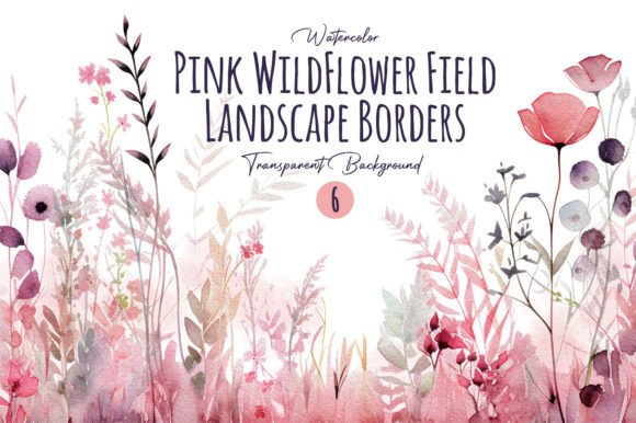 Download Watercolor Pink Wild Flower Border Png - Flower border png Collection