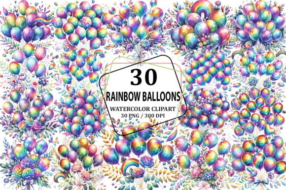 Download Rainbow Balloons Clipart Sublimation PNG - Rainbow balloons Collection